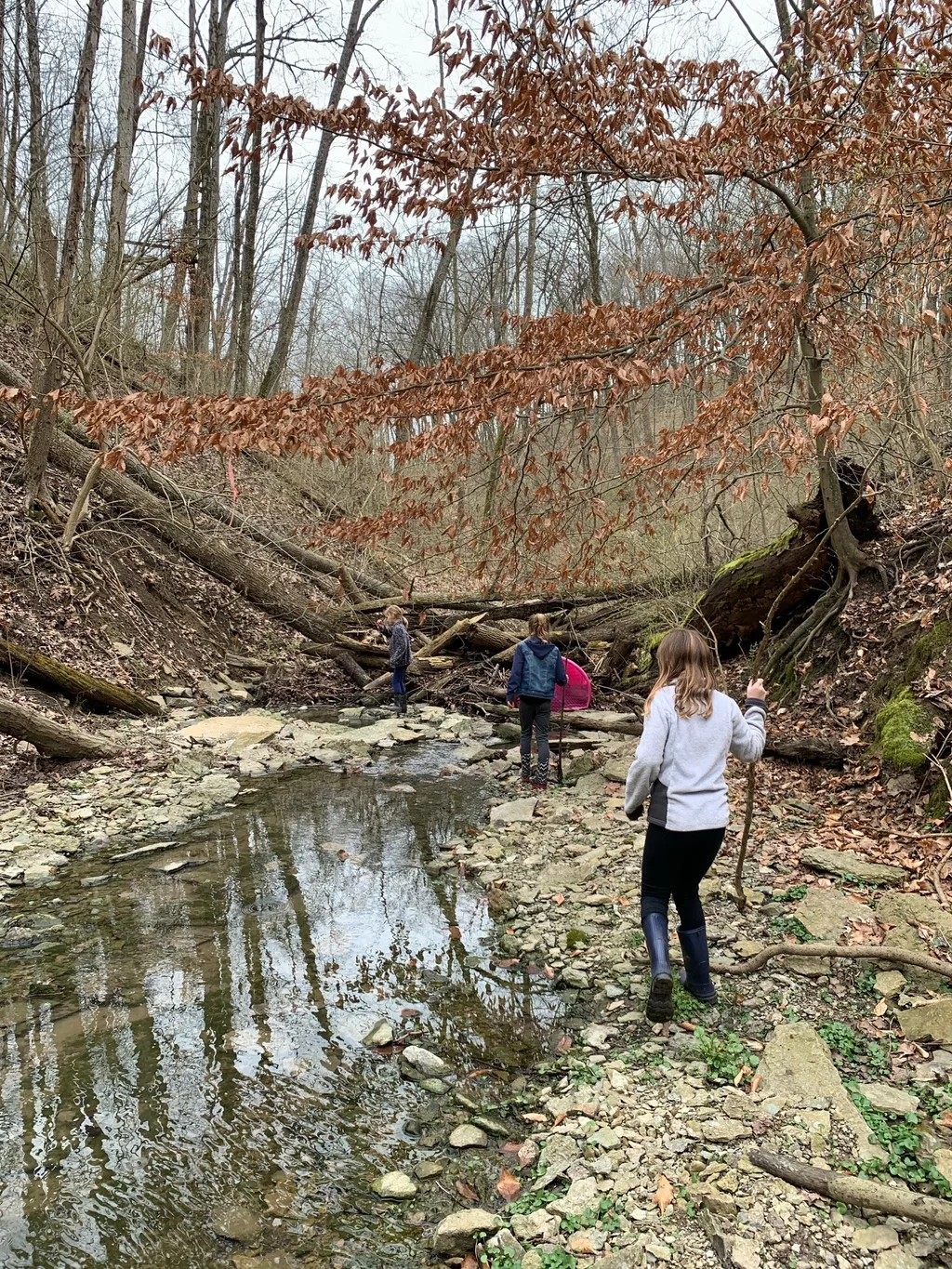 Socially distanced, but not socially isolated. Abby and I got together with some other neighbors to cut fabric for face masks to donate, and joined a group to help some elderly neighbors with yard work this weekend. Today, we explored the KHCC Greenbelt, and the girls loved it! So fun!