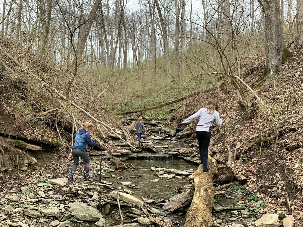 Socially distanced, but not socially isolated. Abby and I got together with some other neighbors to cut fabric for face masks to donate, and joined a group to help some elderly neighbors with yard work this weekend. Today, we explored the KHCC Greenbelt, and the girls loved it! So fun!