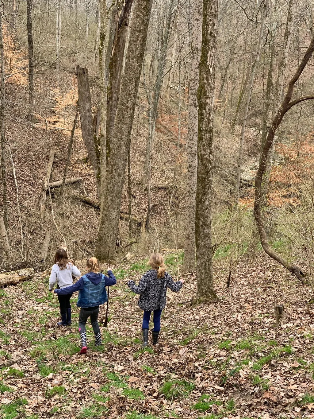 Socially distanced, but not socially isolated. Abby and I got together with some other neighbors to cut fabric for face masks to donate, and joined a group to help some elderly neighbors with yard work this weekend. Today, we explored the KHCC Greenbelt, and the girls loved it! So fun!
