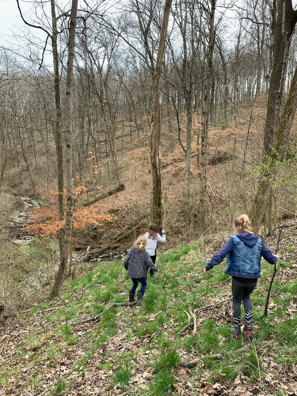 Socially distanced, but not socially isolated. Abby and I got together with some other neighbors to cut fabric for face masks to donate, and joined a group to help some elderly neighbors with yard work this weekend. Today, we explored the KHCC Greenbelt, and the girls loved it! So fun!