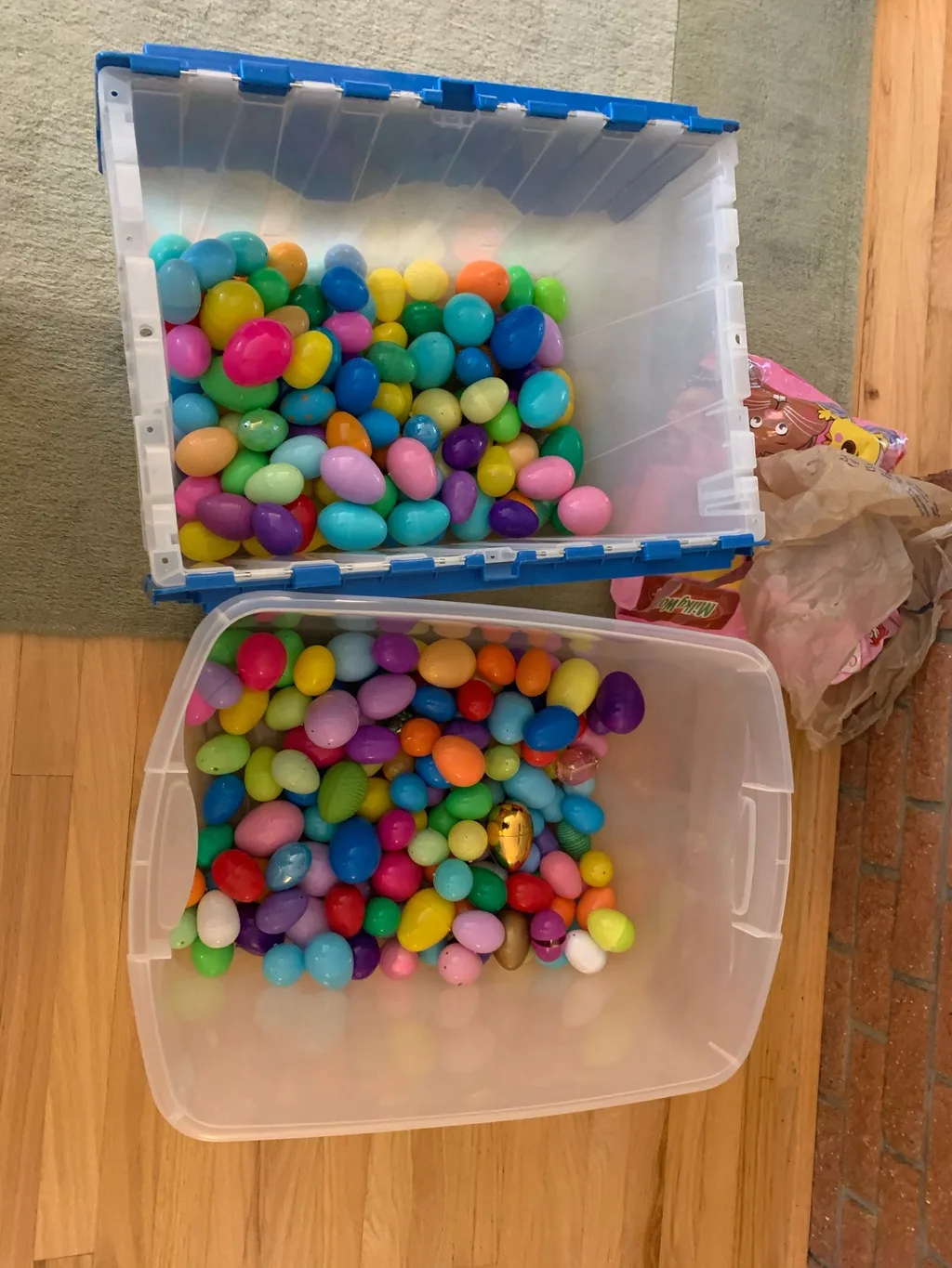 Although they were sad that our neighborhood Easter egg hunt was cancelled and Grandpa couldn’t come over for their traditional egg hunt, they did love finding the 255 eggs hidden by us!