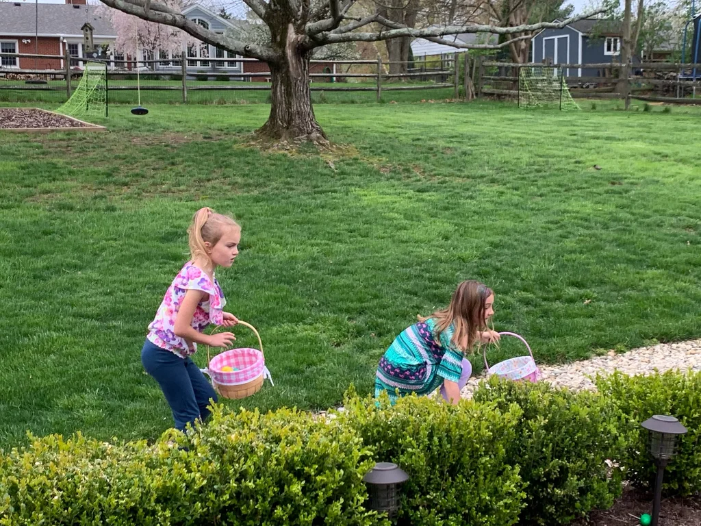 Although they were sad that our neighborhood Easter egg hunt was cancelled and Grandpa couldn’t come over for their traditional egg hunt, they did love finding the 255 eggs hidden by us!