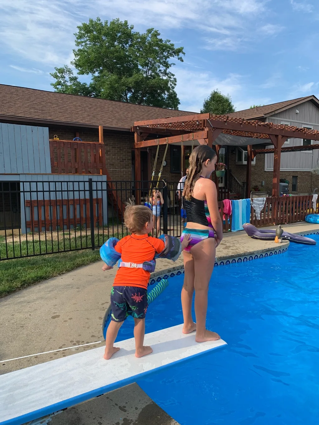 Fourth of July festivities were different this year, but still fun! We loved watching the fireworks poolside with family, swimming at our pool on the fourth, and watching our neighbors’ fireworks show too.