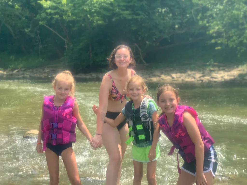 Today felt like a vacation! We went kayaking (five miles!) for the first time, and the girls loved it! Josie and Gwen took to it right away. Gwen initially freaked out about the “rapids” but eventually came around and even helped us get unstuck from a rapid by the end of our adventure.