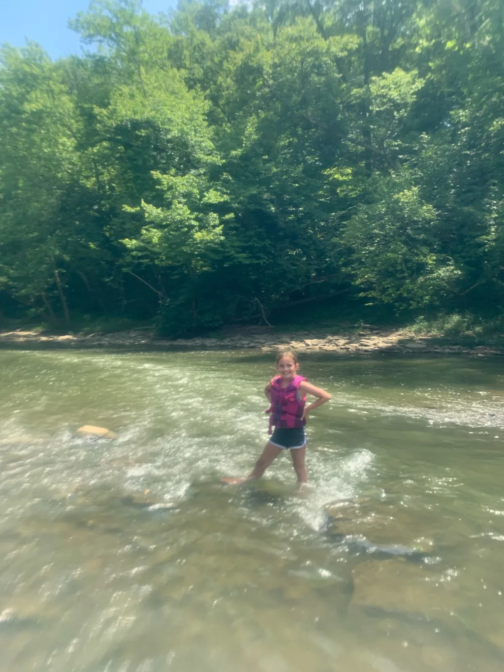 Today felt like a vacation! We went kayaking (five miles!) for the first time, and the girls loved it! Josie and Gwen took to it right away. Gwen initially freaked out about the “rapids” but eventually came around and even helped us get unstuck from a rapid by the end of our adventure.
