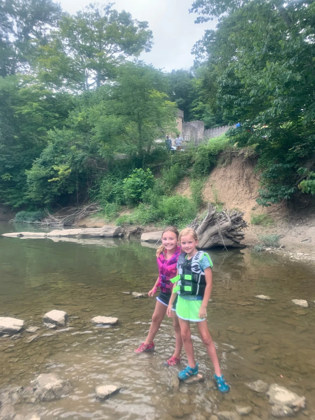 Today felt like a vacation! We went kayaking (five miles!) for the first time, and the girls loved it! Josie and Gwen took to it right away. Gwen initially freaked out about the “rapids” but eventually came around and even helped us get unstuck from a rapid by the end of our adventure.