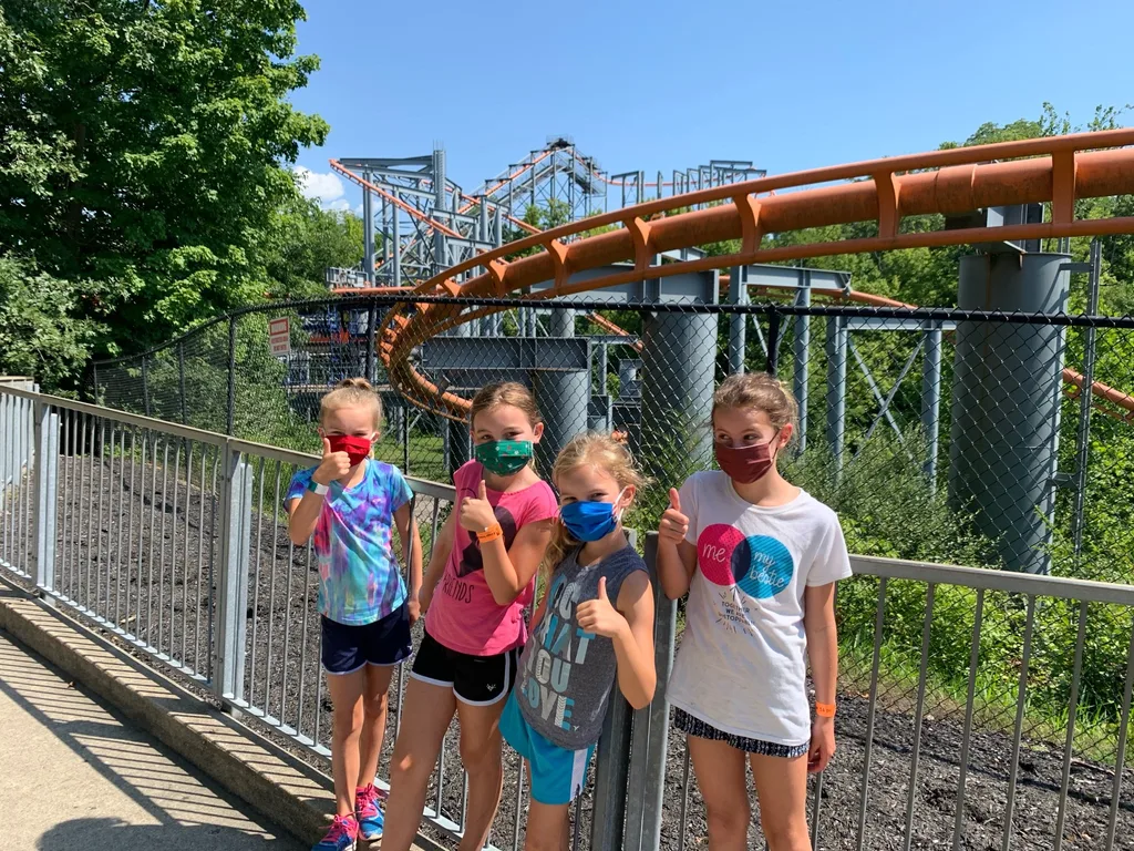 Our third visit this summer was the best so far! Lots of firsts: Josie rode The Bat and Banshee for the first time, Gwen and Josie braved Drop Tower, all four girls experienced Congo Falls, and Nora enjoyed her first trip on Whitewater Canyon.