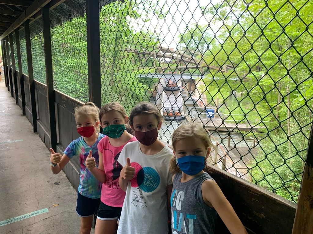 Our third visit this summer was the best so far! Lots of firsts: Josie rode The Bat and Banshee for the first time, Gwen and Josie braved Drop Tower, all four girls experienced Congo Falls, and Nora enjoyed her first trip on Whitewater Canyon.