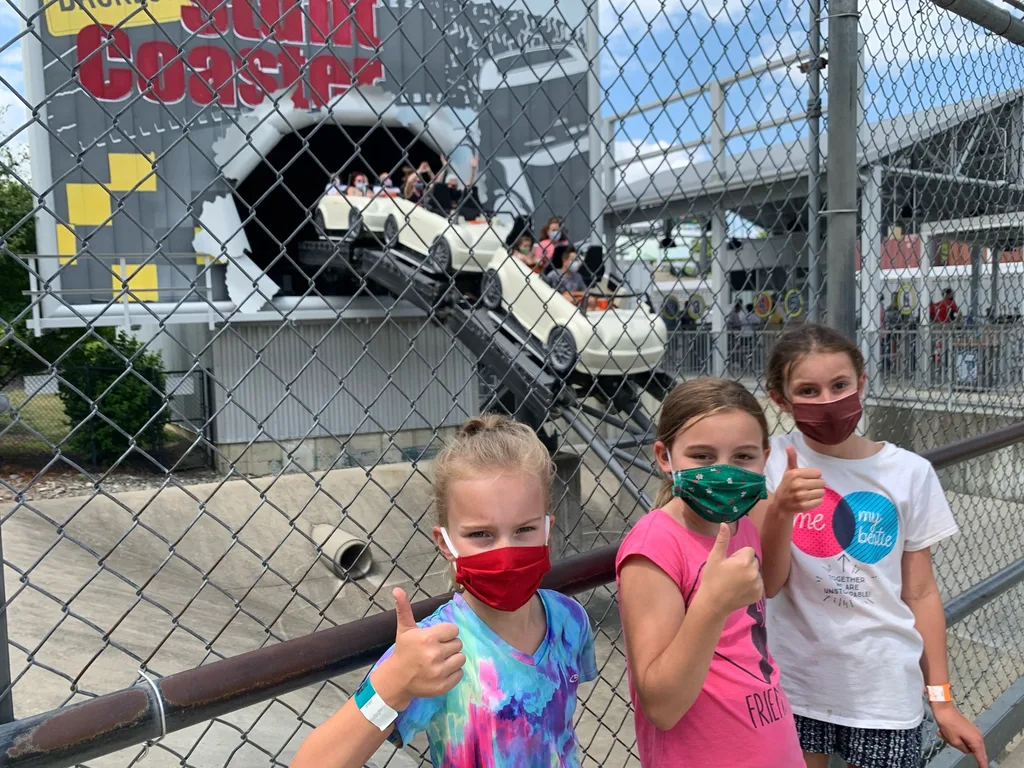 Our third visit this summer was the best so far! Lots of firsts: Josie rode The Bat and Banshee for the first time, Gwen and Josie braved Drop Tower, all four girls experienced Congo Falls, and Nora enjoyed her first trip on Whitewater Canyon.