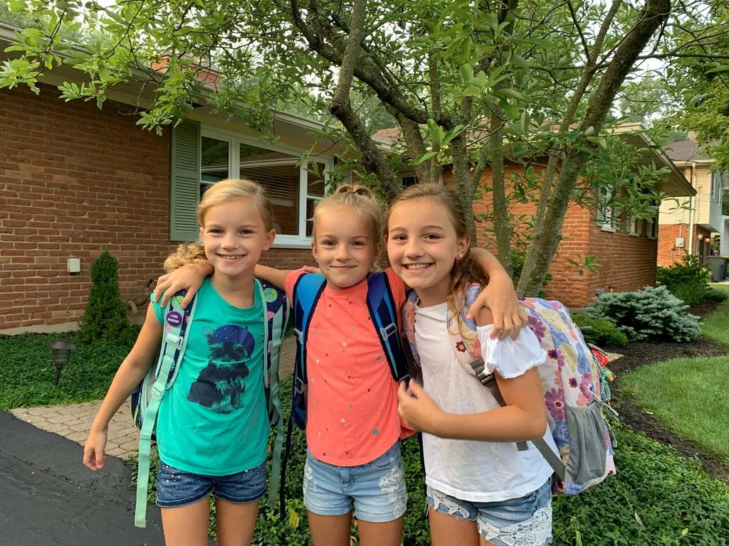 The girls were so excited about their first day back at school! The only thing Abby didn’t like was “no real learning or homework.”