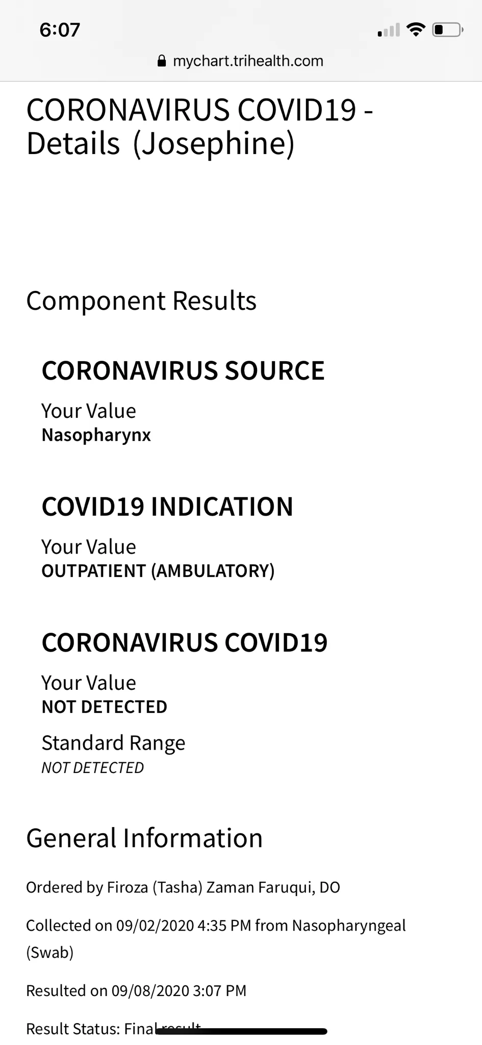 Thank goodness it was just a normal childhood virus. Having to wait six days for a result after six months of a global pandemic is ridiculous though!