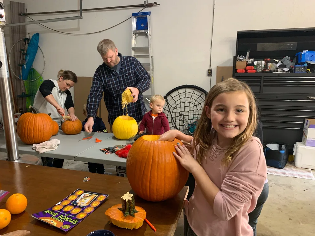 Girls, I don’t know if we’ll be able to get together to carve pumpkins this year. “But, Mom, it’s a tradition!” And so we did!