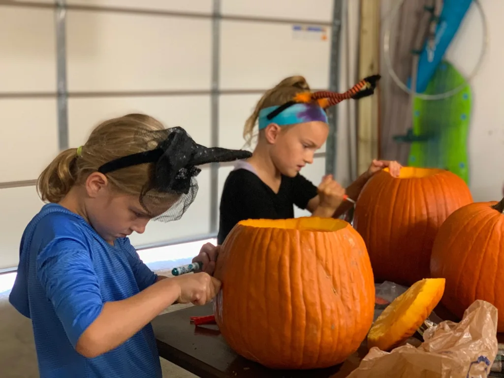 Girls, I don’t know if we’ll be able to get together to carve pumpkins this year. “But, Mom, it’s a tradition!” And so we did!