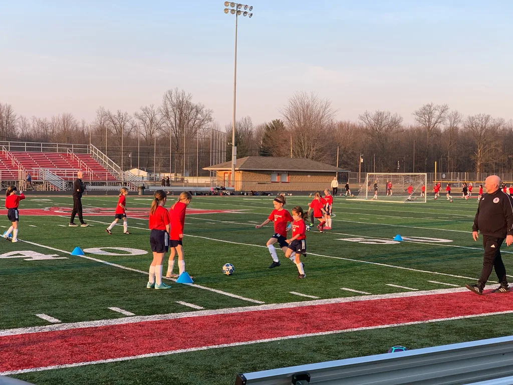 First club soccer practice for Gwen, Josie, and their friend, Gabby.
