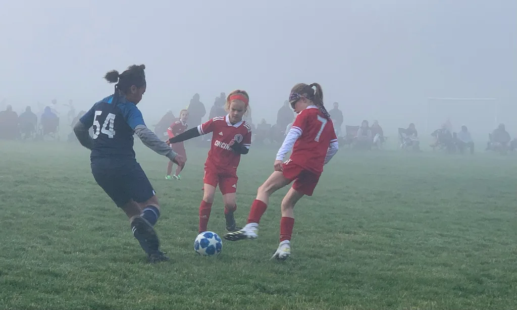 First club soccer games, part of a tournament weekend. First game was a 2-2 tie in the early morning fog. Girls fought hard in the second game, but lost. Daisy loved meeting everyone.