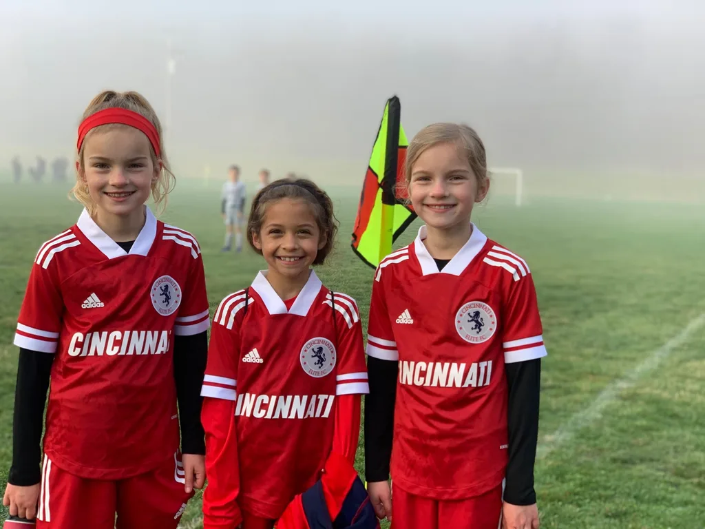 First club soccer games, part of a tournament weekend. First game was a 2-2 tie in the early morning fog. Girls fought hard in the second game, but lost. Daisy loved meeting everyone.