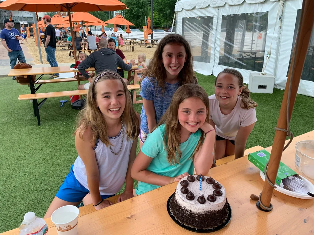 Eleven! Abby got to celebrate her big day with a picnic with the Sammuts at the MSTC after swim practice (while I attended a memorial for my great uncle Corky) and then later with a special dinner with us and friends at Fifty West.