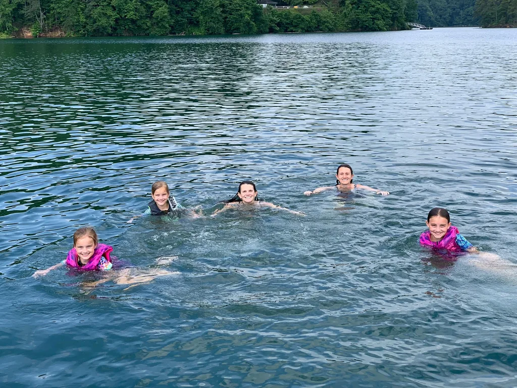 We had the best time vacationing in Bryson City, just South of the Great Smoky Mountains National Park, with Em and Chris (who planned the trip and let us join them). We loved boating and swimming in the crystal clear waters of the lovely, unspoiled Lake Fontana. Josie was especially fond of tubing, a first for the girls. Gwen and Abby were fearless adventurers at the Nantahala Outdoor Center. Josie and I preferred zip lining to climbing, and we’re so grateful when our guide, Hunter, graciously, showed us how to navigate the high ropes course. We drove there and home through Gatlingurg and Pigeon Forge. Although the shake machine at Mapco was a hit, we now know that we can avoid vacationing at Gatlinburg - not our scene!