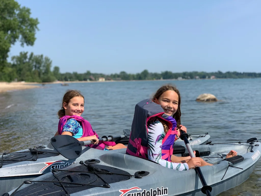 We had the best time celebrating the Fourth of July with the Sammut Family at their Harbor Beach Michigan lake house. We swam, kayaked, walked the long stretches of sandy beach, helped them break in their brand new jet ski and “private island” float, enjoyed family dinners, roasted s’mores, played games, taught Daisy to retrieve balls from the lake, hunted for lake treasures, played games, and more! The girls said these were there favorite things: jet skiing (Gwen), everything (Josie), and performing skits on the beach with Bella and Sophie l (Abby). Gwen summarized the way we all felt “best vacation ever!”