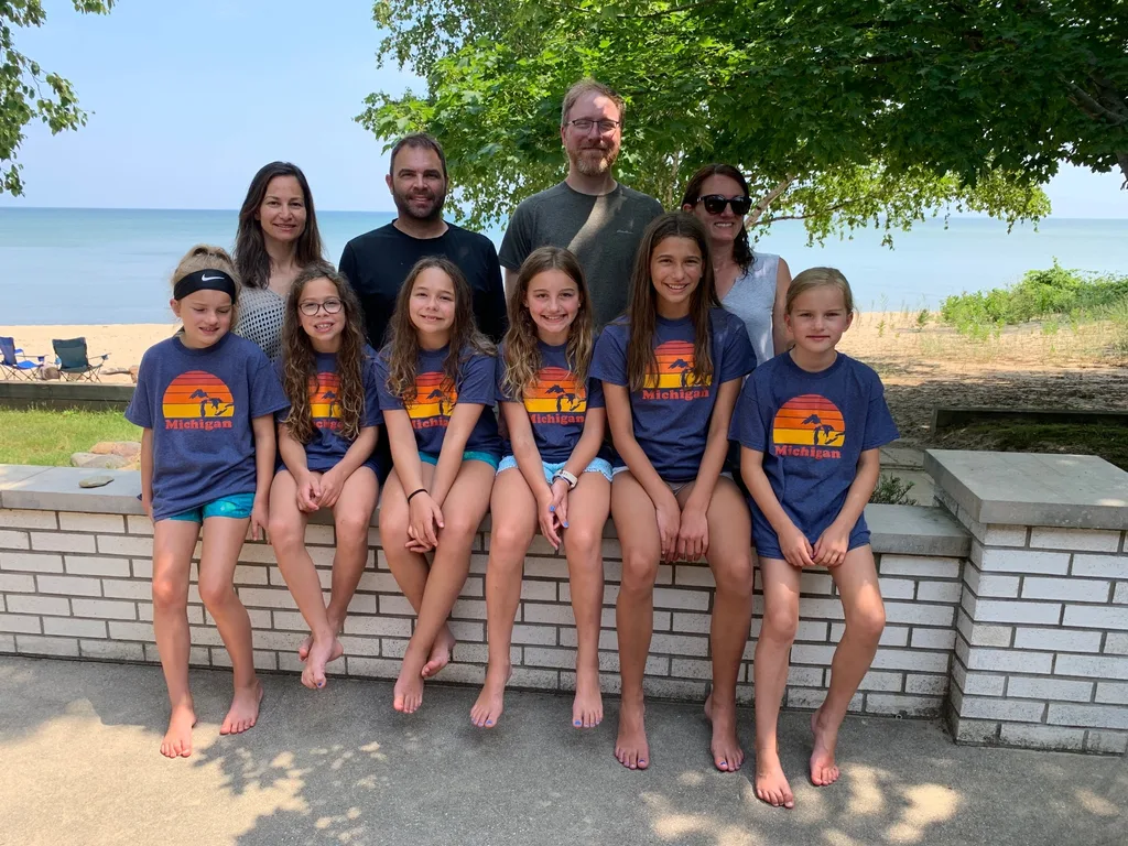 We had the best time celebrating the Fourth of July with the Sammut Family at their Harbor Beach Michigan lake house. We swam, kayaked, walked the long stretches of sandy beach, helped them break in their brand new jet ski and “private island” float, enjoyed family dinners, roasted s’mores, played games, taught Daisy to retrieve balls from the lake, hunted for lake treasures, played games, and more! The girls said these were there favorite things: jet skiing (Gwen), everything (Josie), and performing skits on the beach with Bella and Sophie l (Abby). Gwen summarized the way we all felt “best vacation ever!”