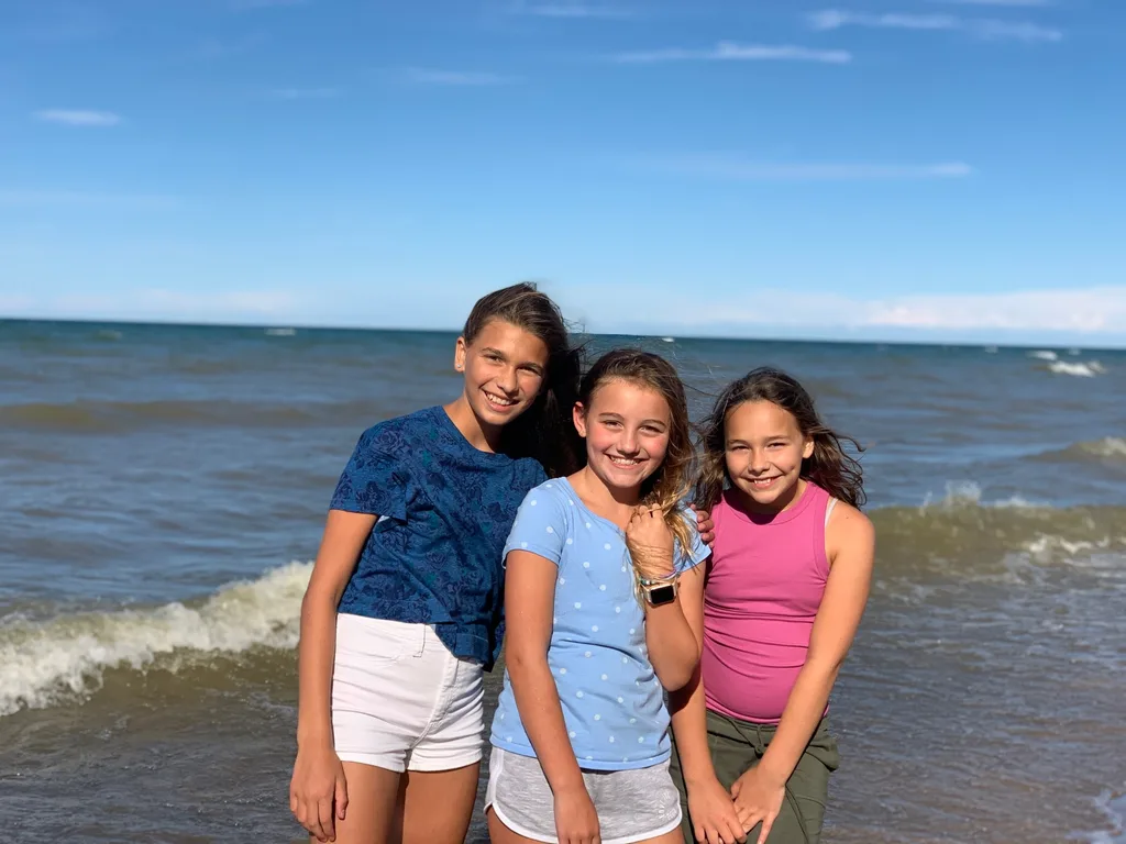 We had the best time celebrating the Fourth of July with the Sammut Family at their Harbor Beach Michigan lake house. We swam, kayaked, walked the long stretches of sandy beach, helped them break in their brand new jet ski and “private island” float, enjoyed family dinners, roasted s’mores, played games, taught Daisy to retrieve balls from the lake, hunted for lake treasures, played games, and more! The girls said these were there favorite things: jet skiing (Gwen), everything (Josie), and performing skits on the beach with Bella and Sophie l (Abby). Gwen summarized the way we all felt “best vacation ever!”