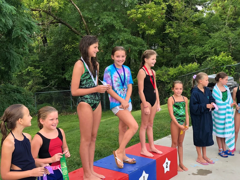 Abby had a great first dive season. She was one of two girls in her age group to represent the swim club in the dive finals against girls from all over the city. All those early morning practices paid off, because she won first place! (Then she raced off to Girl Scout camp.)