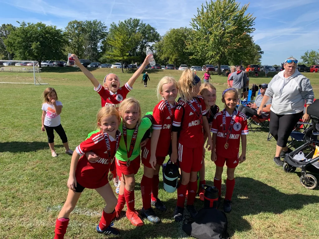What a fun weekend with friends and teammates at the FC Pride Cup tournament in Indianapolis! The girls played really well: one win, a tie, and two hard fought games that ended in losses. Gwen scored the first goal in the very first game! Josie tends to play forward and Gwen prefers to play midfield.