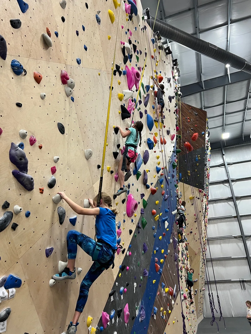 Girl Scout rock climbing and team-building tie dye with the volleyball team. Our girls went to bed Sunday night with happy memories from a fun, adventurous, and laughter-filled weekend.