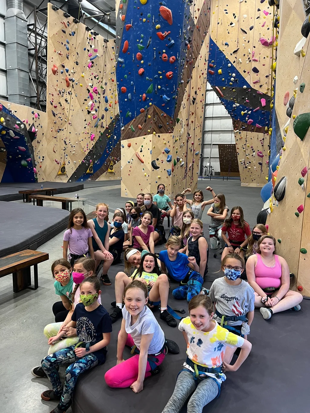Girl Scout rock climbing and team-building tie dye with the volleyball team. Our girls went to bed Sunday night with happy memories from a fun, adventurous, and laughter-filled weekend.