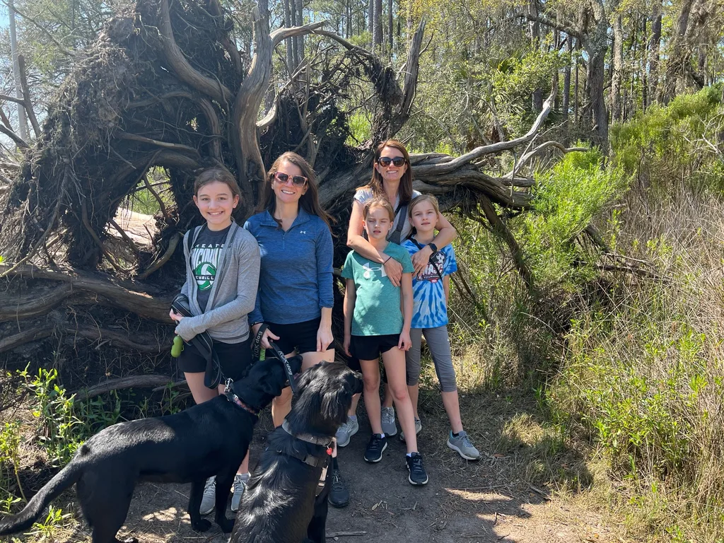 Another fun spring break visiting Em and Chris! We had the full experience: visits to Cumberland Island, Skidaway Island, Tybee Island, and downtown Savannah. The girls tried lots of new foods - a favorite were street tacos at Tacos and Tequila, a restaurant we liked so much that we went twice! The girls also loved finding hermit crabs in the ocean at Cumberland Island, and rescuing sand dollars and starfish at Tybee Island. We didn’t love the thousands of jellyfish washed up on the beach at Tybee, but the girls did love poking them and later learned that they are a non-stinging variety washed up due to high winds. The hiking was especially great this time - many days of 4+ mile hikes!