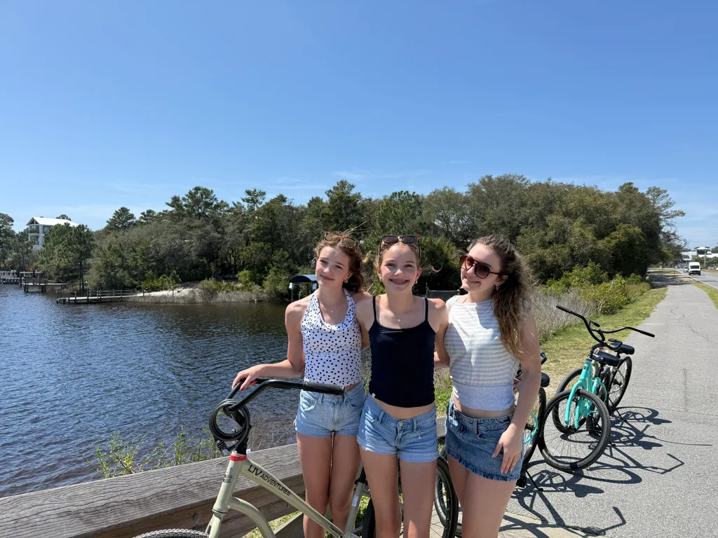 Spring break 2026: the girls wanted an "aesthetic beach vacation" with clear water. We can now check that off the list!! We had an overall great time exploring 30a, but leave with mixed feelings. Although the beaches were lovely, the vibe was slightly off, exemplified by the private beaches. We stayed in the right place for us, in Seagrove. We walked the beaches a ton, swam in the clear ocean water, enjoyed the pool, biked a bunch, ate out, and explored all of 30a plus took side trips to both Panama City and Destin. We even took a dolphin boat tour that went out in the ocean.